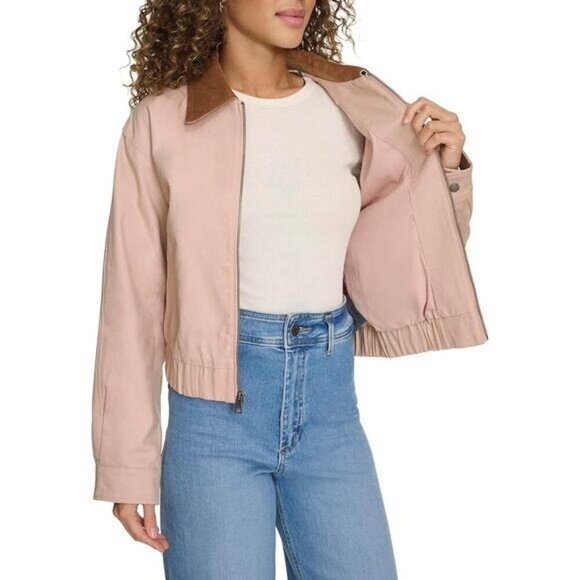 NWT LEVI'S Women's Cotton Bomber With Corduroy Collar Sz XL Light Pink - Picture 4 of 10